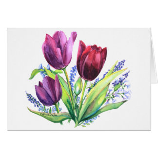 PMACarlson Tulips with Vår Flowers Card Hälsningskort