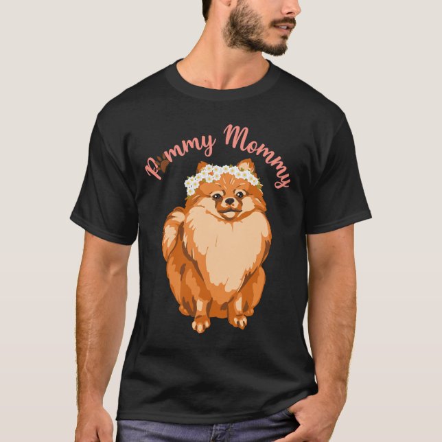 Pmamma Mamma Hund Pom Pom Pommern Hund T Shirt (Framsida)
