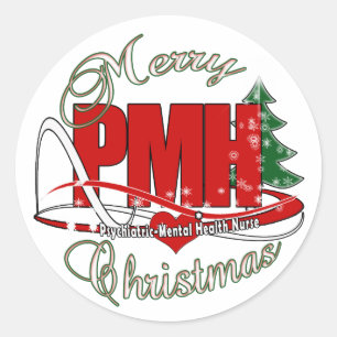 PMH Psykiatic Mental Health Nurse CHRISTMAS Runt Klistermärke