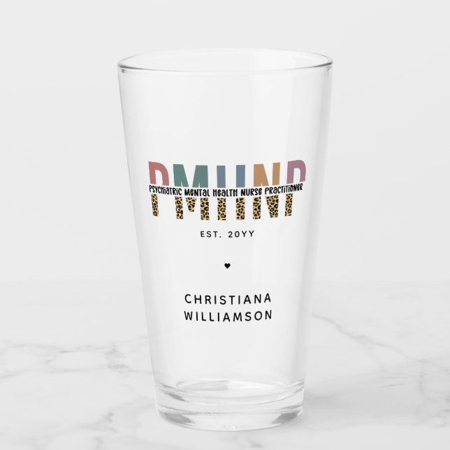 PMHNP Leopard Skriv ut Psychionic Mental Health NP Glaskopp (Framsida)