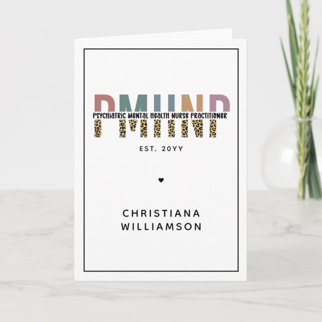PMHNP Leopard Skriv ut Psychionic Mental Health NP Kort (Framsida)