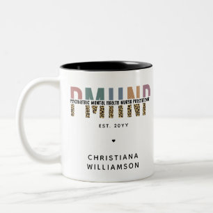 PMHNP Leopard Skriv ut Psychionic Mental Health NP Två-Tonad Mugg