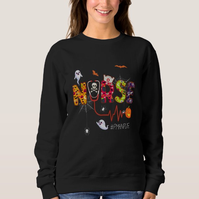 Pmhnp Nurse Stethoscope Halloween Ghost Spider Nur T Shirt (Framsida)