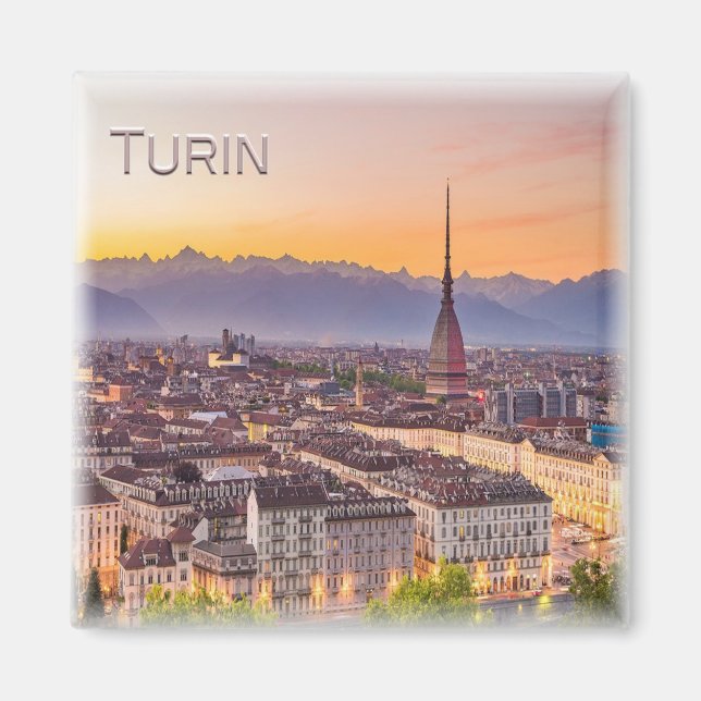 PMT001 TURIN vid sunset - Piemont - Italien - Frid Magnet (Framsidan)