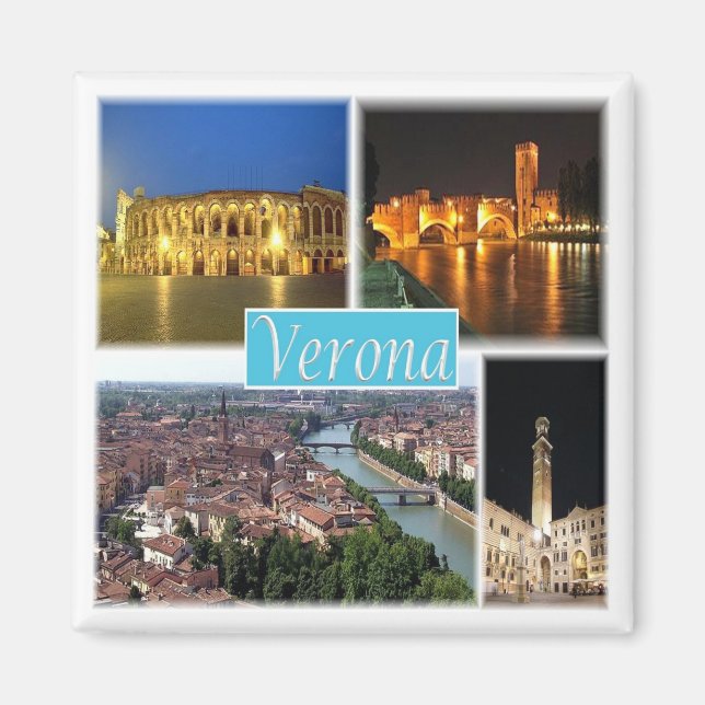 PMT003 VERONA - Mosaic - Piemont - Italien - Fridg Magnet (Framsidan)