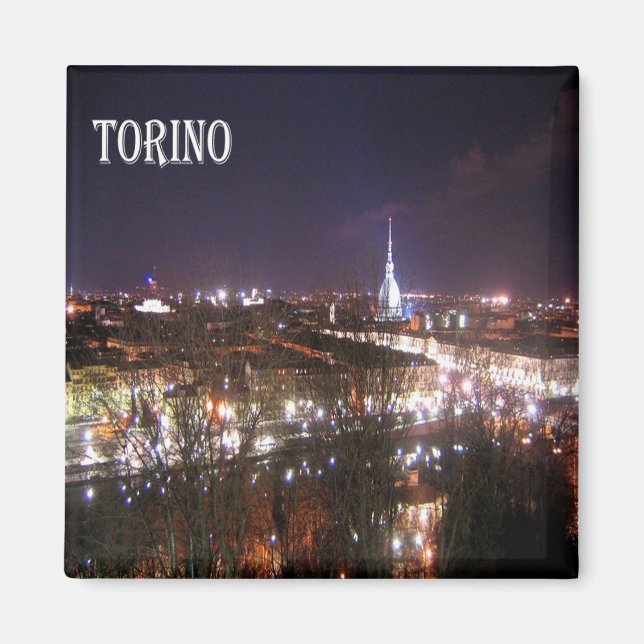 PMT005 TURIN vid Nattdags, Piemonte, Italien, Frid Magnet (Framsidan)