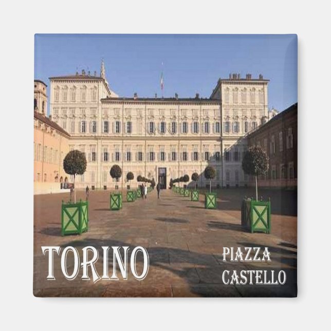 PMT010 TURIN, Piazza Castello, Italien, Fridge Magnet (Framsidan)