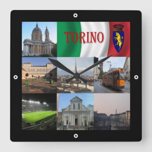 PMT012 TURIN, Mosaic, Piemonte, Italien Fyrkantig Klocka