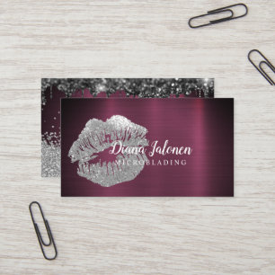 PMU Microblading Artist Sparkling Silver Guld Visitkort