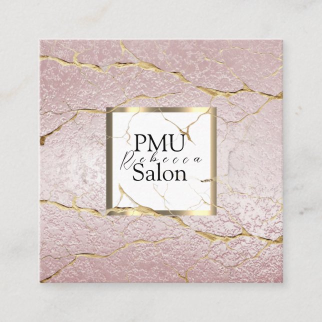 PMU Salon Färgrik typografi Modern permanent Fyrkantigt Visitkort (Framsida)