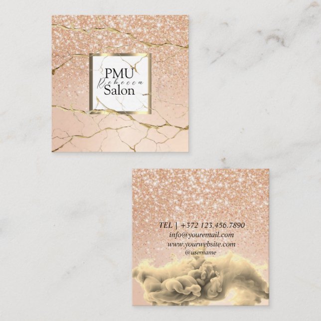 PMU Salong Färgrik Typografi Modern permanent Fyrkantigt Visitkort (Fram/baksida)