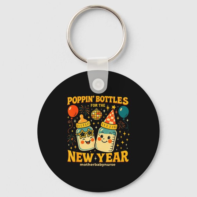 Pn Bottles New Year Mother Baby Nicu Nurse Celebra Nyckelring (Framsida)