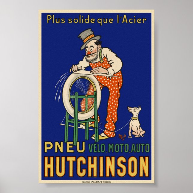 Pneu Hutchinson Vintage affisch 1910-talet (Framsidan)