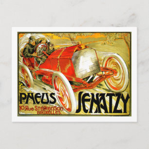 Pneus Däck ~ Senatzy Car Tävling Bryssel Poster Vykort