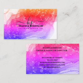 Pnk Guld Marble Agate Monogram initial geode Visitkort