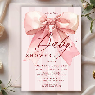Pnk rosett flicka baby shower inbjudningar