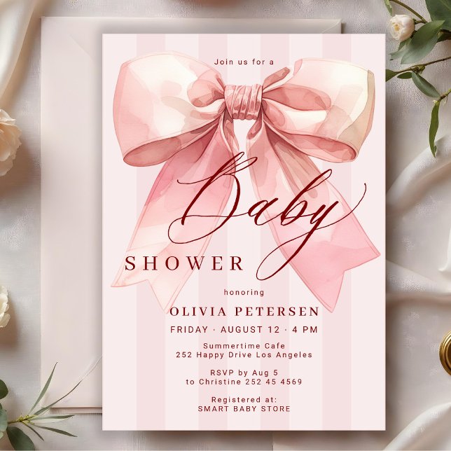 Pnk rosett flicka baby shower inbjudningar (Skapare uppladdad)