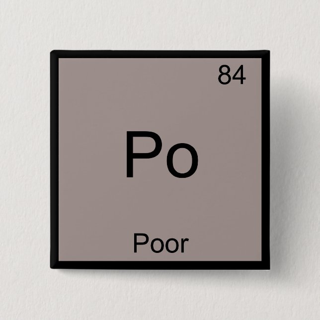 Po - Dålig Kemiskt Elementsymbol Roligt Periodiskt Knapp (Framsida)