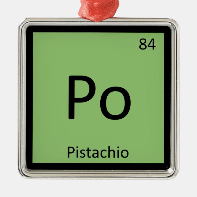 Po - Pistachio Nöt Kemistry Periodic Bord Symbol Julgransprydnad Metall (Framsidan)