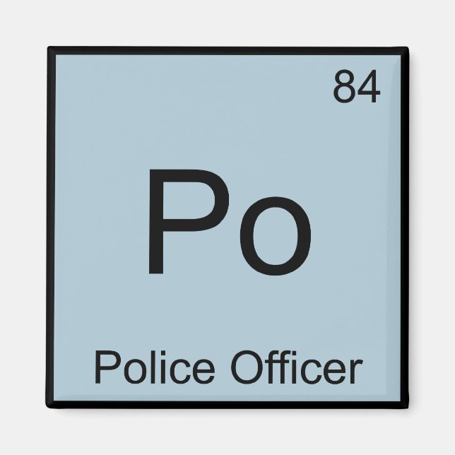 Po - Polisman Kemiskt Elemente Symbol T-Shirt Magnet (Framsidan)