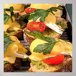 Poackta ägg med Avocado på toast Poster