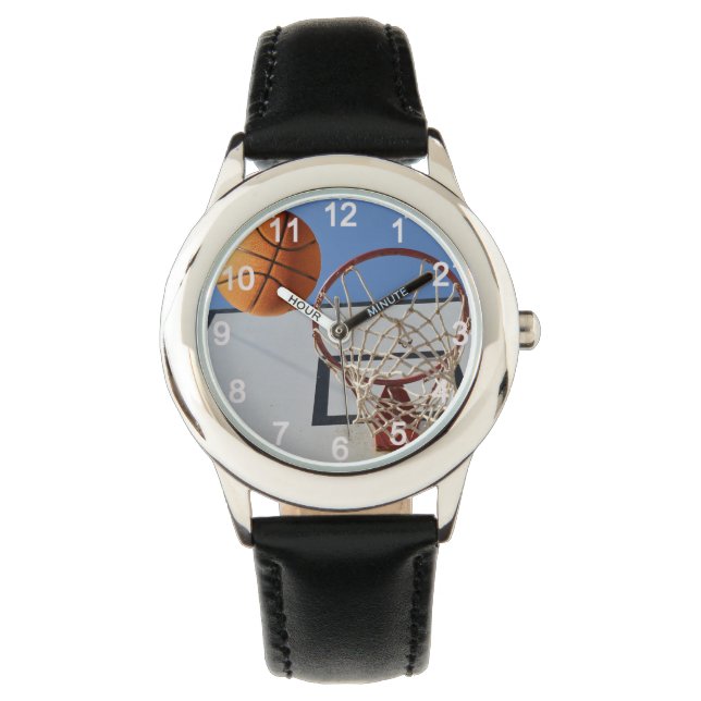 Poängställen vid basket, barnläder armbandsur (Framsida)