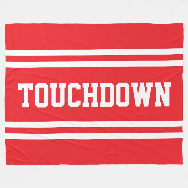 POÄNGTOUCHDOWN Ljust röd vit text Racingränder Fleecefilt (Framsidan (Horisontell))
