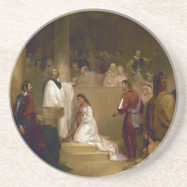 Pocahontas baptism av John Gadsby Chapman Underlägg Sandsten (Framsidan)