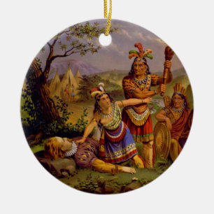 Pocahontas besparing livet av kaptenen John Smith Julgransprydnad Keramik