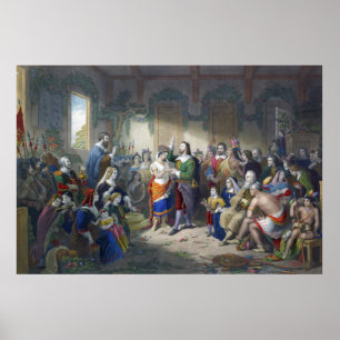 Pocahontas giftermål till John Rolfe Henry Poster