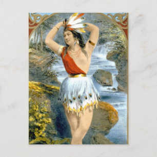 Pocahontas Native American Maiden Vintage annons Vykort