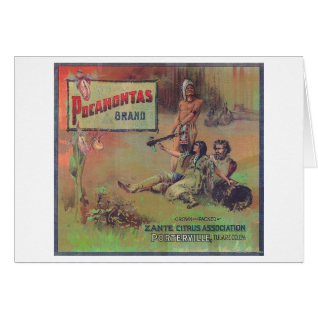 Pocahontas Orange LabelPorterville, CA Hälsningskort (Framsidan Horizontal)
