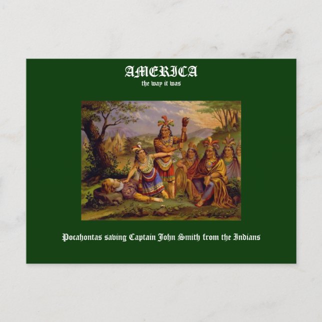 Pocahontas räddade kapten John Smith Vykort (Framsida)
