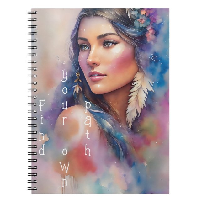 Pocahontas Watercolor Porträtt Anteckningsbok (Framsidan)