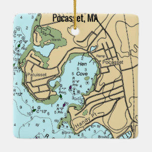 Pocasset MORSA Nautical Diagram Julgransprydnad Keramik