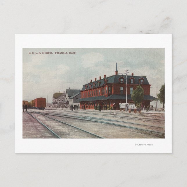 Pocatello, ID - Tåg & People Around Tåg Vykort (Framsida)