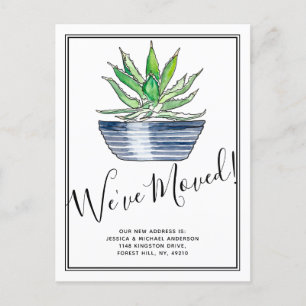 Pockad Aloe Vera Plant New Home Flytta Meddelande Vykort