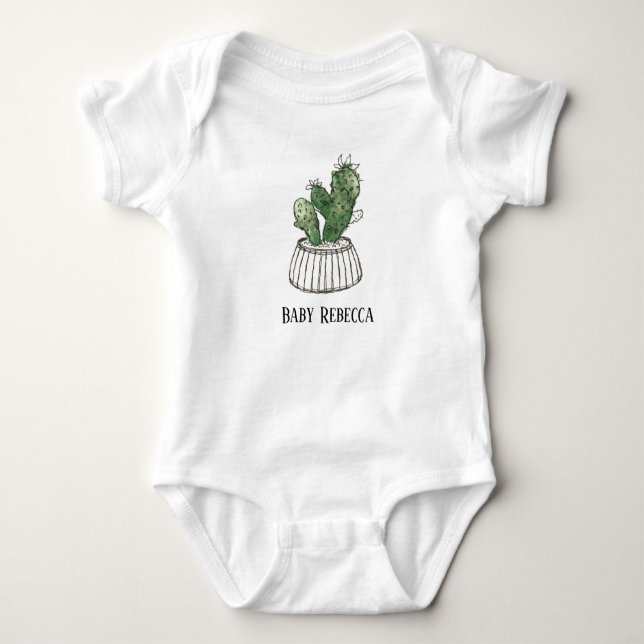 Pockad Succulary Houseplant Anpassningsbar Baby Bo T Shirt (Framsida)