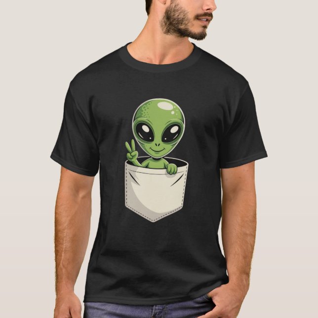 Pocket Alien Peace T-shirt (Framsida)