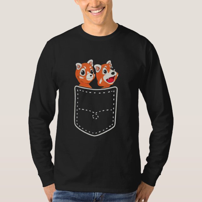 Pocket Animal Wildlife Forest China Red Panda T Shirt (Framsida)