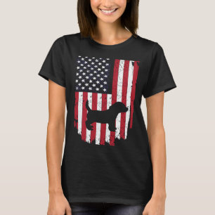 Pocket Beagle Hund Silhouette US 4:e juli USA Fl T Shirt