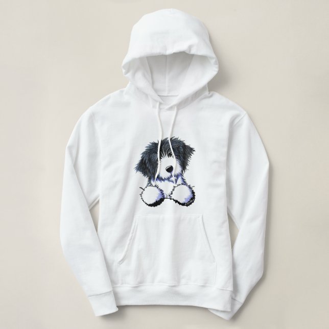 Pocket Bearded Collie Hoodie T Shirt (Design framsida)