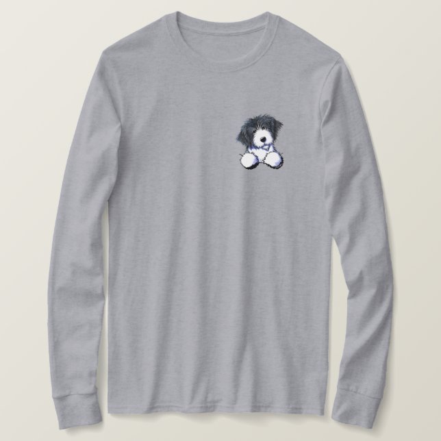 Pocket Bearded Collie T Shirt (Design framsida)