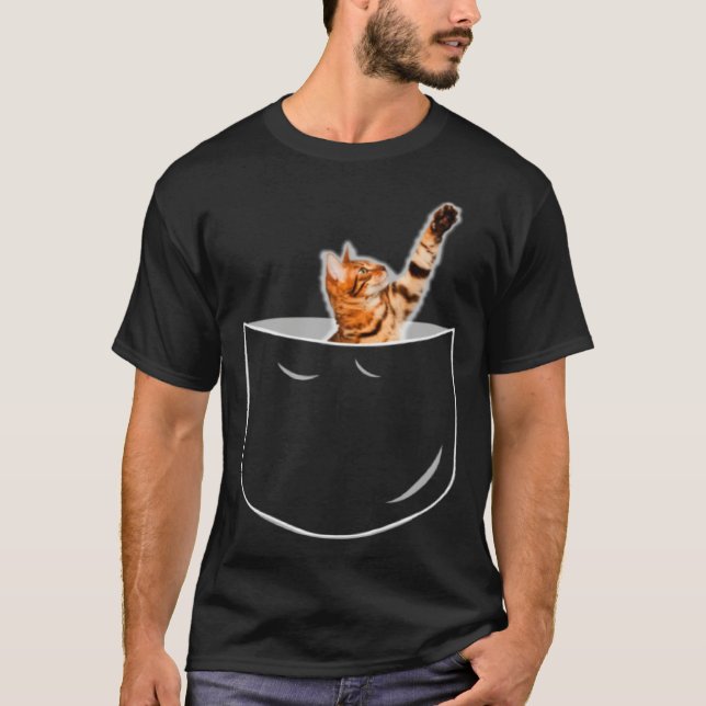 Pocket Bengal Cat T Shirt (Framsida)