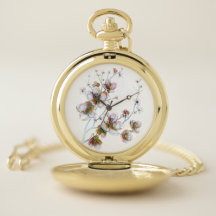 Pocket blommigt watch for women