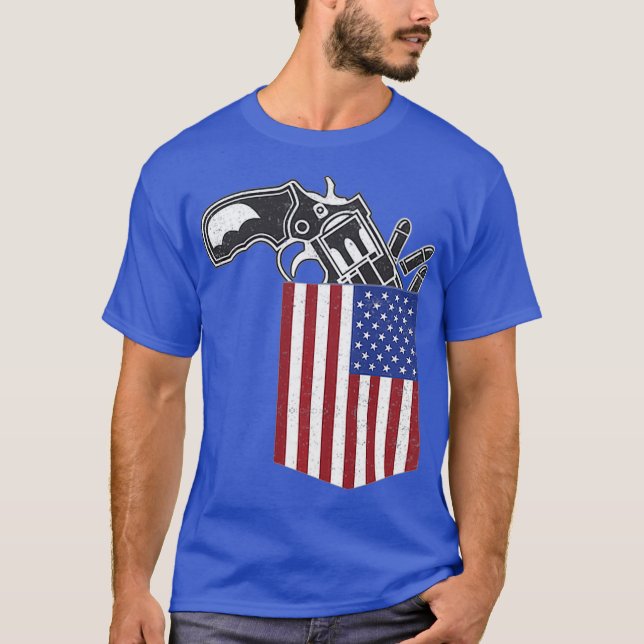 Pocket Bullet US Gun Högers Control 2:a Armen T Shirt (Framsida)