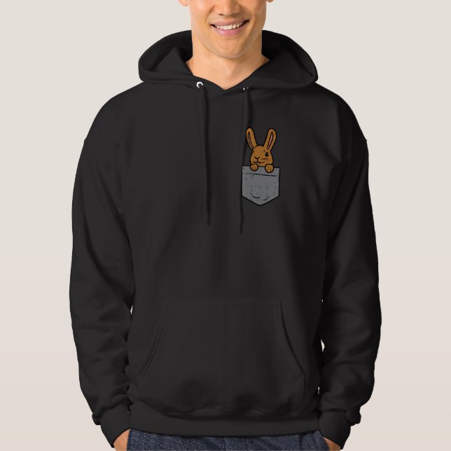 Pocket Bunny Rabbit Cute Glad påsk Day Manar Wome Hoodie (Framsida)