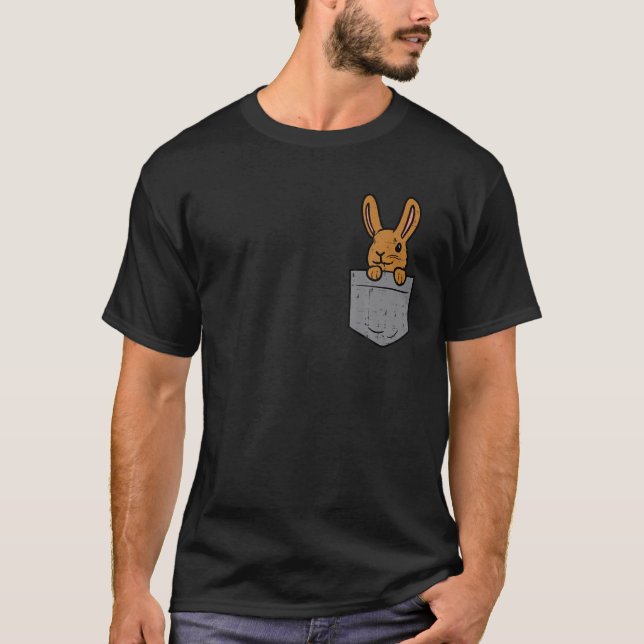 Pocket Bunny Rabbit Cute Glad påsk Day Manar Wome T Shirt (Framsida)