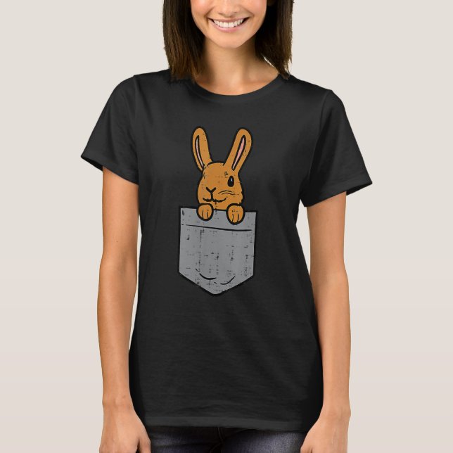 Pocket Bunny Rabbit Cute Glad påsk Day Manar Wome T Shirt (Framsida)