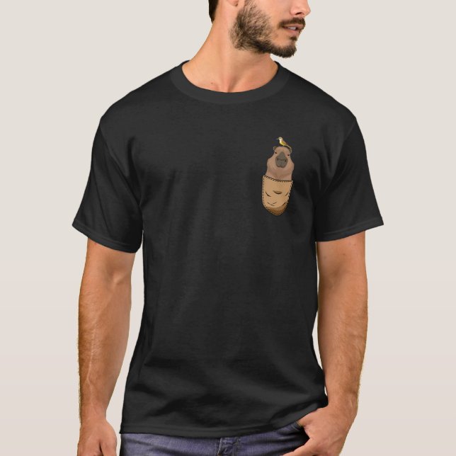 Pocket Capybara Pocket Funny Cute Animal Parody T Shirt (Framsida)